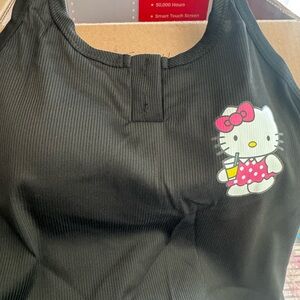 Sanrio Black Tank Top with Pink-Accented Hello Kitty